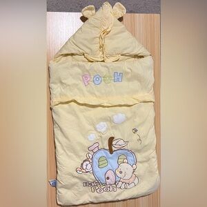 Rare Vintage Disney Winnie the Pooh Les Enphants Yellow Cotton Cozy Sleeping Bag